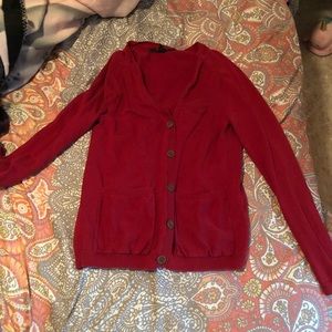 red cardigan
